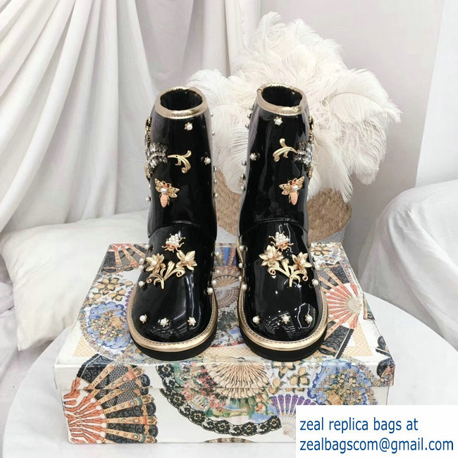 Dolce  &  Gabbana Heel 3cm Ankle Boots Black Crystals 01 2018